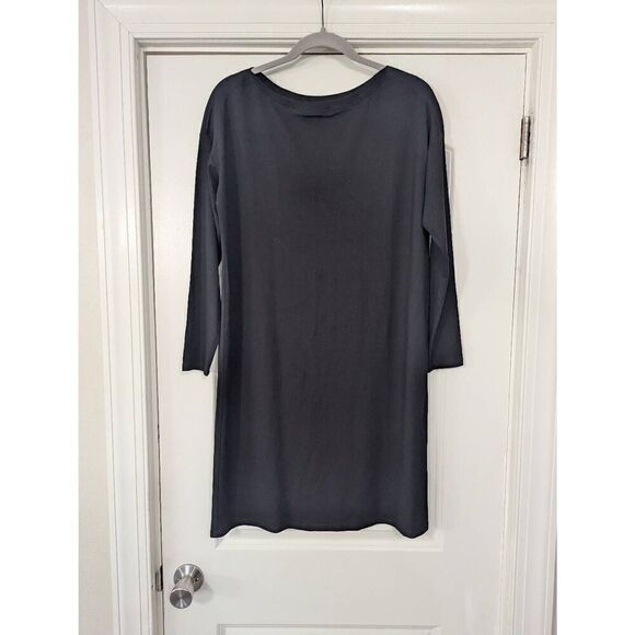 Eileen Fisher Long Sleeve Dress women's size Small black boat neck minimalist - Picture 1 of 6